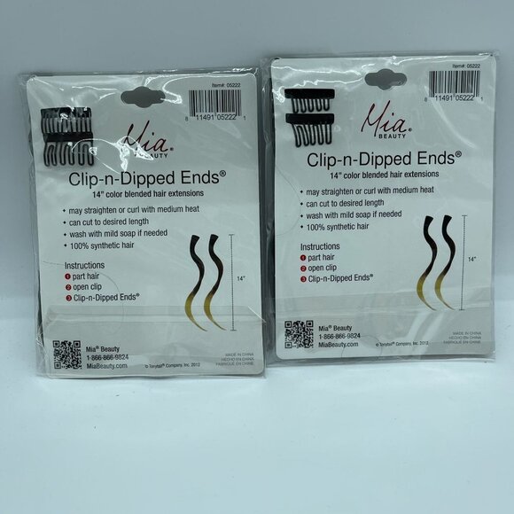 Mia Hair Extensions Clip n Dipped Ends 2 Pieces 14inches long Brown Blonde - Picture 6 of 9